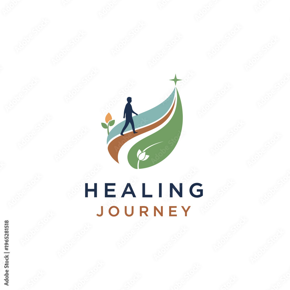 Fototapeta premium Healing Journey Logo Symbolizing Growth and Faith.