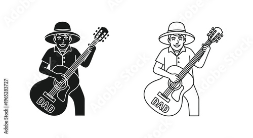 Guitar players music illustration Vector