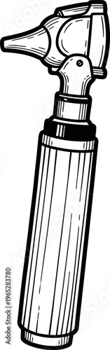 Otoscope Ear Examination Medical Tool Hand Drawn Line Art Illustration