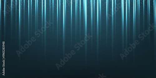 Award background. Blue silk curtain luxury backdrop. Color vertical draped satin cloth texture curtain on dark floor stage. Award, presentation scene. Elegant modern vector illustration.