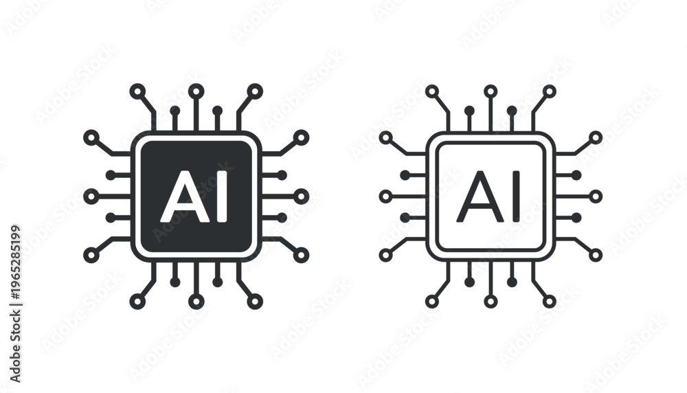 Fototapeta premium Artificial intelligence icon set, AI generate icons