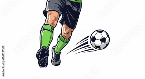 Player kicking a soccer ball in action