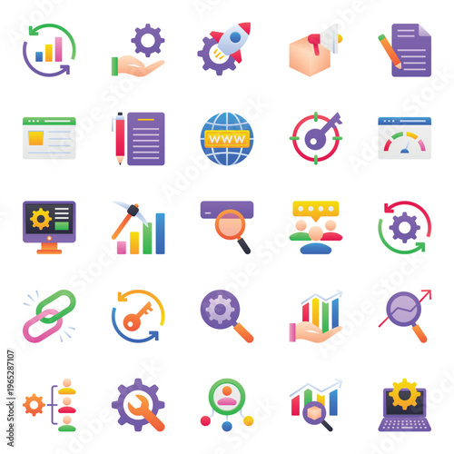 Gradient color icons set for SEO