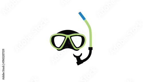 A black and green snorkeling mask and tube