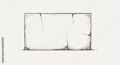 Rough, cracked stone block, resting on ground