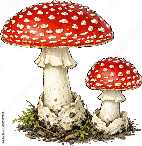 Amanita muscaria illustration art