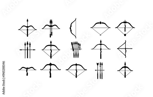 Collection of Various Bow and Arrow Icons
