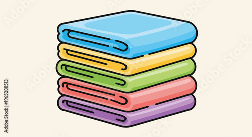 Stack of colorful folded towels on a light background