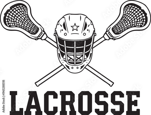 Lacrosse, sports equipment, athletic gear, vector icons