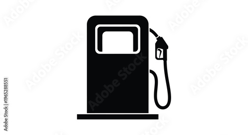 A simple black and white illustration depicts a gas pump with a nozzle commonly found at fueling stations high quality professional