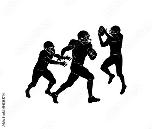American Football Defensive Play Vector Illustration