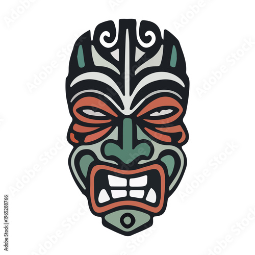 Tribal Tiki Mask Illustration