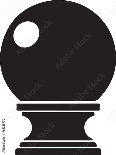 Crystal ball, magic orb, fortune telling, black silhouette, mystic symbol