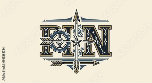 Intricate vintage steampunk alphabet with gear, arrows, star, and ornaments