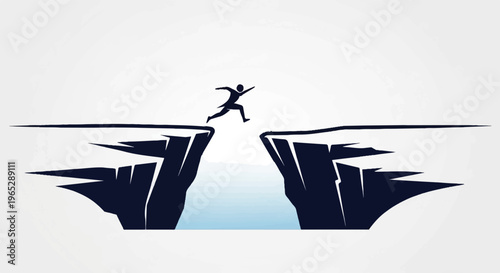 Silhouette of a person leaping across a chasm