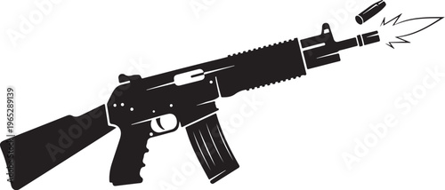 Rifle, assault rifle, gun, firearm, black, silhouette, vector illustration, weapon, military, combat