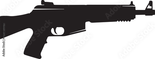 Rifle, gun, firearm, silhouette, black, vector, assault rifle, weapon, illustration