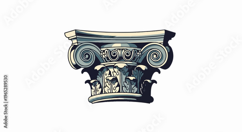 Ornate ancient column capital with scrolls and acanthus leaves