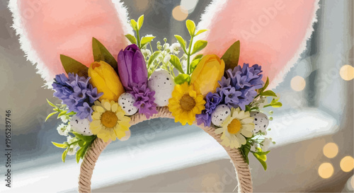 bouquet of flowers Easter Bunny Ears Headband Set Cute Rabbit Accessories Spring Festival Party Decorations Holiday Costume Props