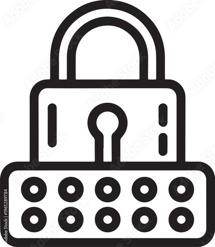 Secure password protected lock icon with keypad for digital security and authentication