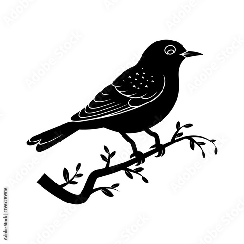 bird on a branch vector silhouette