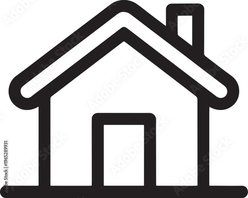 Simple line icon of a house with a chimney