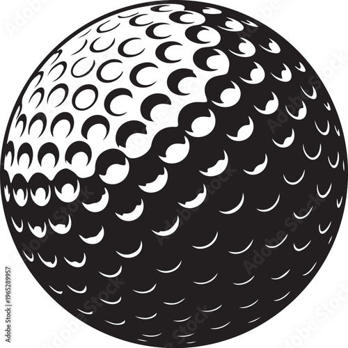 golf ball, black and white, vector illustration, sports icon