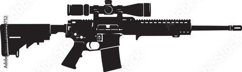 Rifle, assault rifle, gun, sniper rifle, black silhouette, weapon, vector