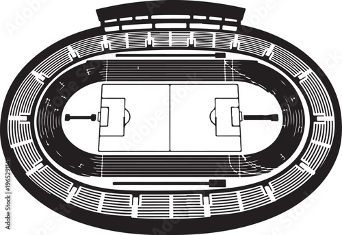 Stadium, sports arena, track and field, soccer field, athletic stadium, illustration
