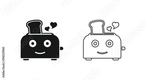Cute toaster cartoon characters in love Vector