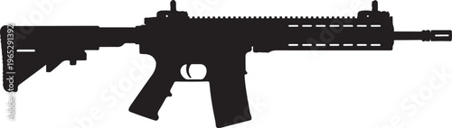 Rifle, gun, assault rifle, black silhouette, weapon, firearm, vector illustration