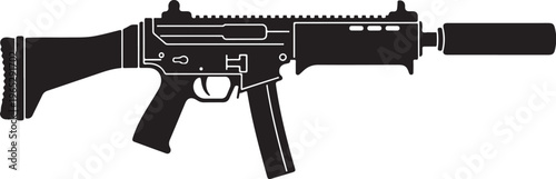 Black rifle, assault rifle, gun icon, firearm illustration, vector weapon