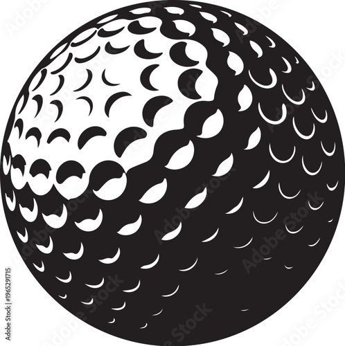 Black golf ball, vector golf ball, dimpled ball, sports icon, vector illustration