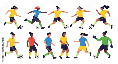 Diverse Women's Soccer Team Playing Game