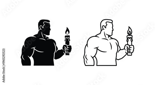 Muscular men holding candles Vector