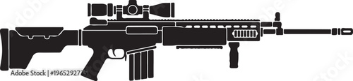 Rifle, assault rifle, gun, firearm, black, vector, illustration, weapon, military, tactical
