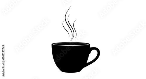 Steaming hot coffee cup icon.
