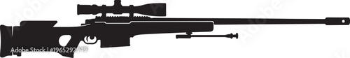 Sniper rifle, black silhouette, vector illustration, hunting, shooting, firearm