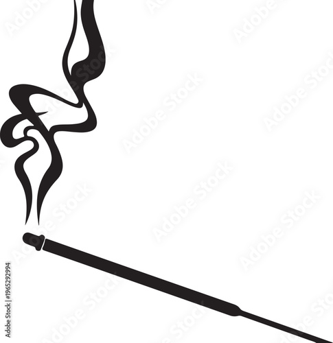 Smoking cigarette, black silhouette, vector icon, tobacco symbol