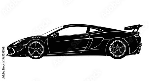 Black sports car side view.