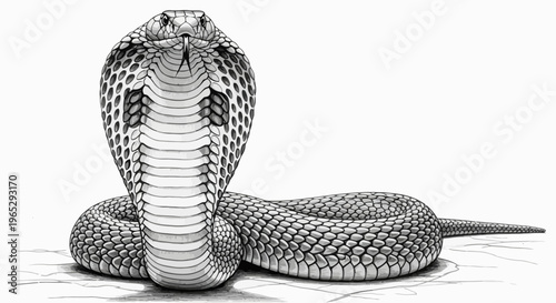 Detailed Illustration of a Cobra Snake in a Threatening Pose