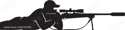 Shooting, sniper, rifle, hunter, silhouette, black, icon, graphic