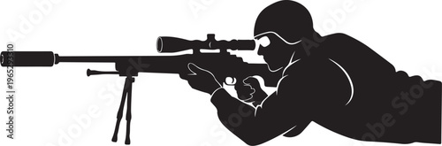 Sniper, rifle, shooting, silhouette, black, icon, vector, military, tactical