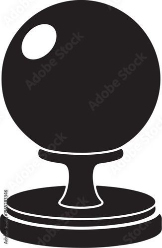 Black crystal ball, magic sphere, fortune teller globe, vector illustration