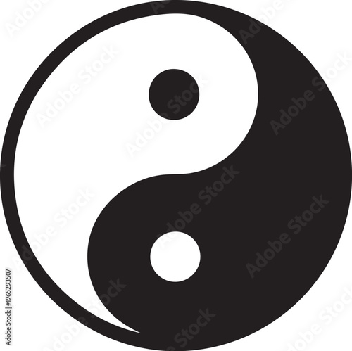 Yin Yang symbol, black and white icon, ancient chinese philosophy, harmony balance