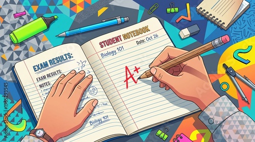 Student Receiving A+ Grade on Biology Exam