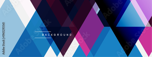 Abstract geometric shapes overlap. Blue, purple, white hues create modern background. Text reads background. Minimalist design.