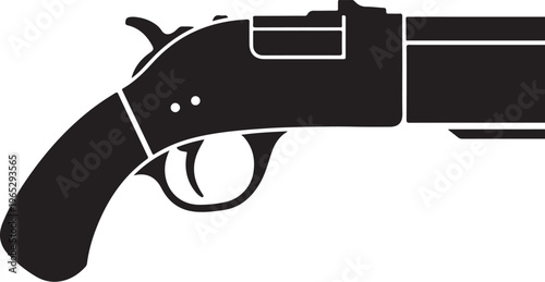 Revolver pistol, handgun weapon, black firearm, vector illustration, gun graphic
