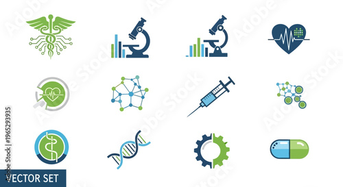 Medical and Science Icons Vector Set.