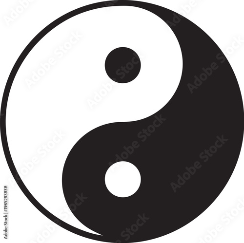 Yin Yang symbol, black and white, ancient chinese philosophy, balance icon, harmony design element